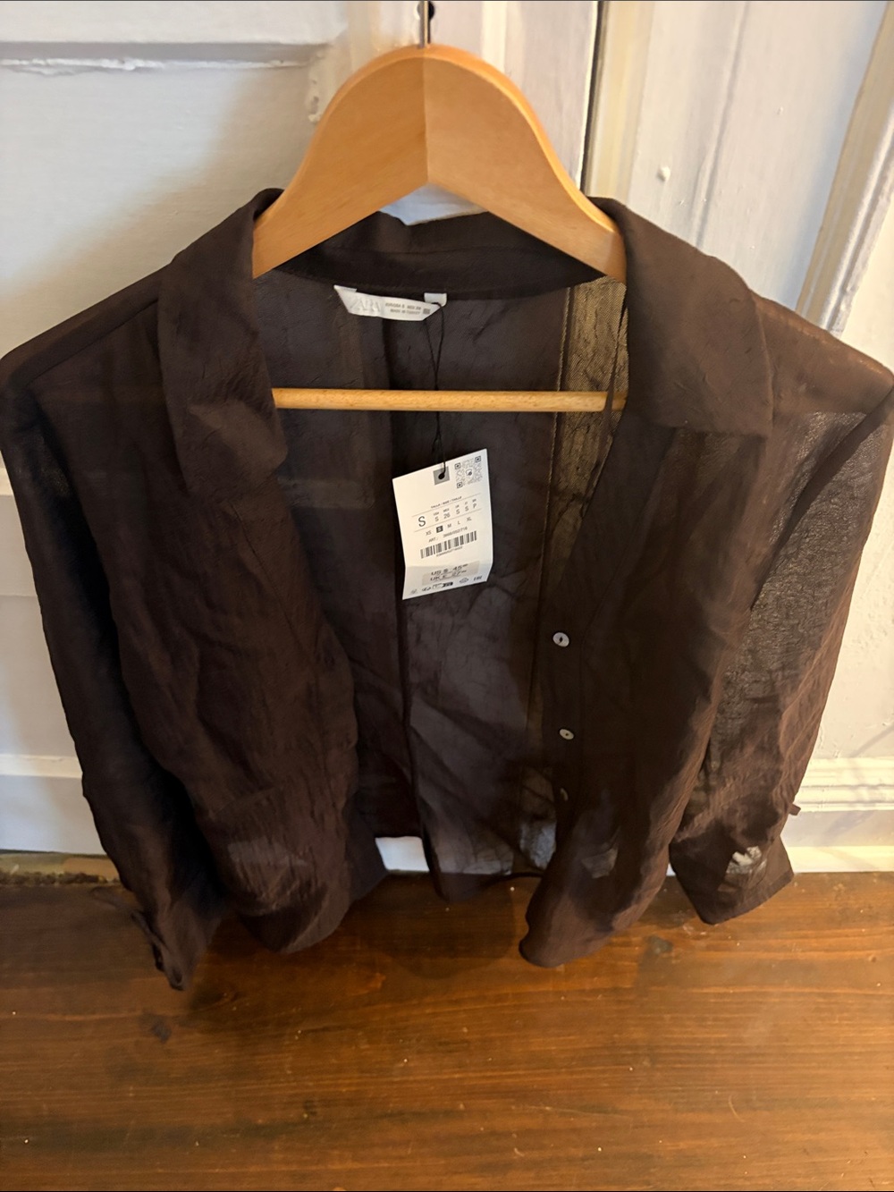 Zara  Sheer Dark Brown Lightweight Shirt